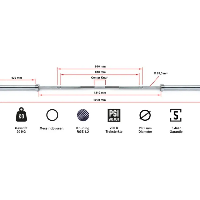 Discount Power Bar MK Crosstraining Halterstangen|Olympische Halterstangen 50 Mm