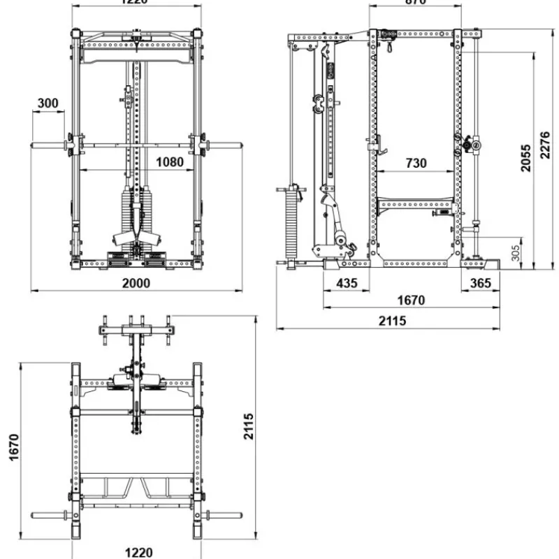 Power Rack PRX-780 2.0 + Lat Pulley met 125 kg gewichtstapel + Smith Machine Option Power Racks|Nieuwe Artikelen