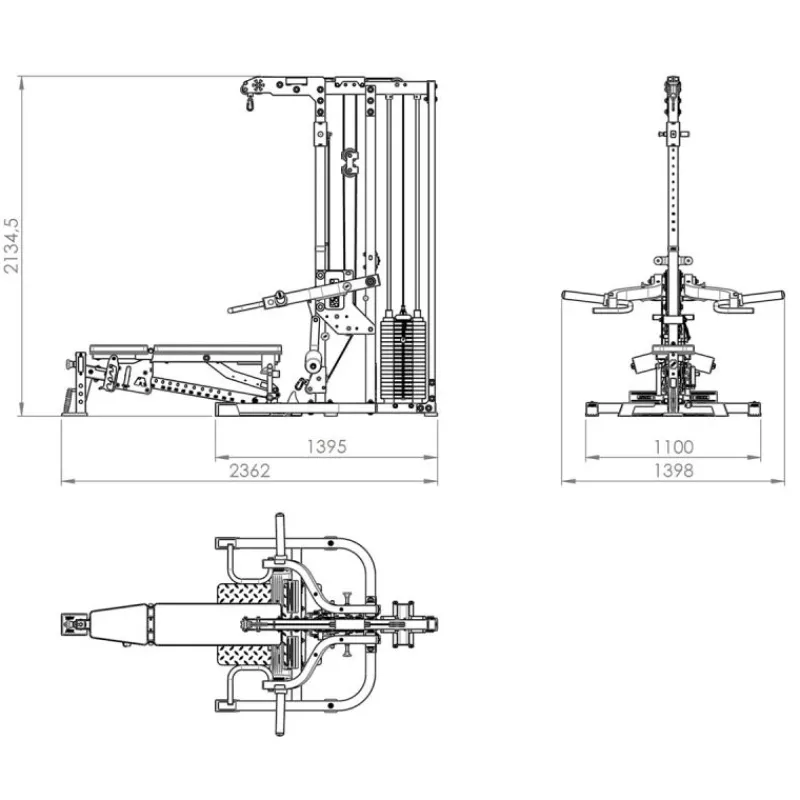 Hot Triplex Workout Station WSX-680 met Gewichtstapel Multistations|Borsttrainers