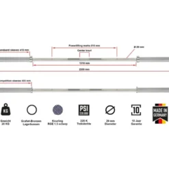New XTP Power Bar - Bare Steel Olympische Halterstangen 50 Mm