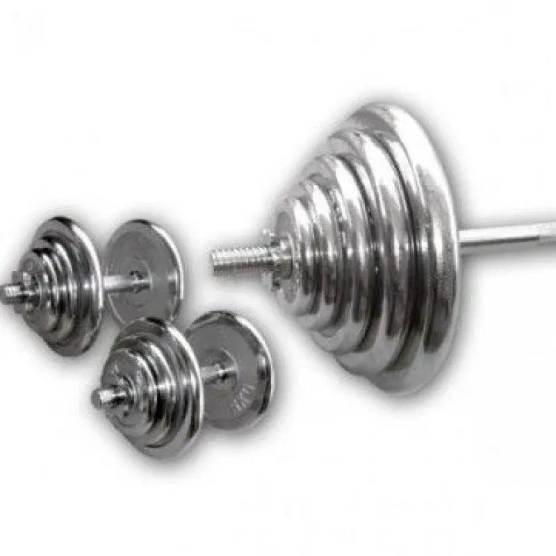 Clearance Chromen Halter Plus Set 100kg Standaard Haltersets 30 Mm
